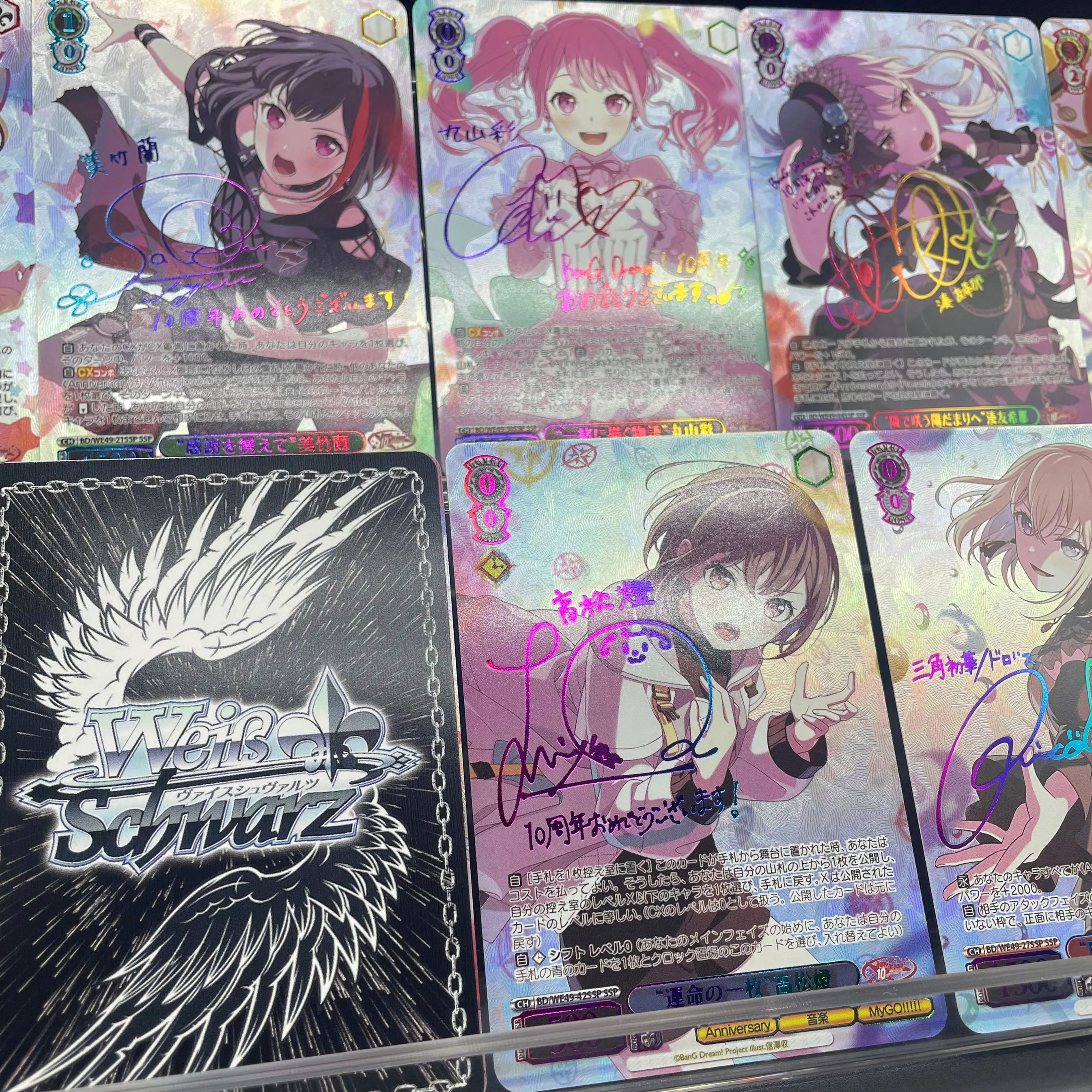 DIY WS BanG Dream! Girls Band Party! Poppin Party Afterglow Refractive Color Flash Gold Foil Signature Collection Card Gift