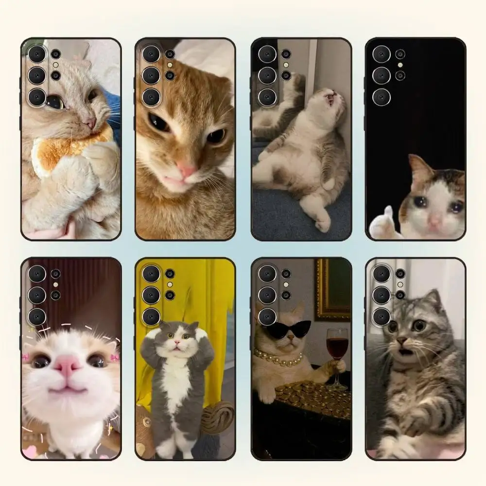 

Funny Cat Memes Phone Case For Samsung S25,S24,S21,S22,S23,S30,Ultra,S20,Plus,Fe,Lite,Note,10,9,5G Black Cover