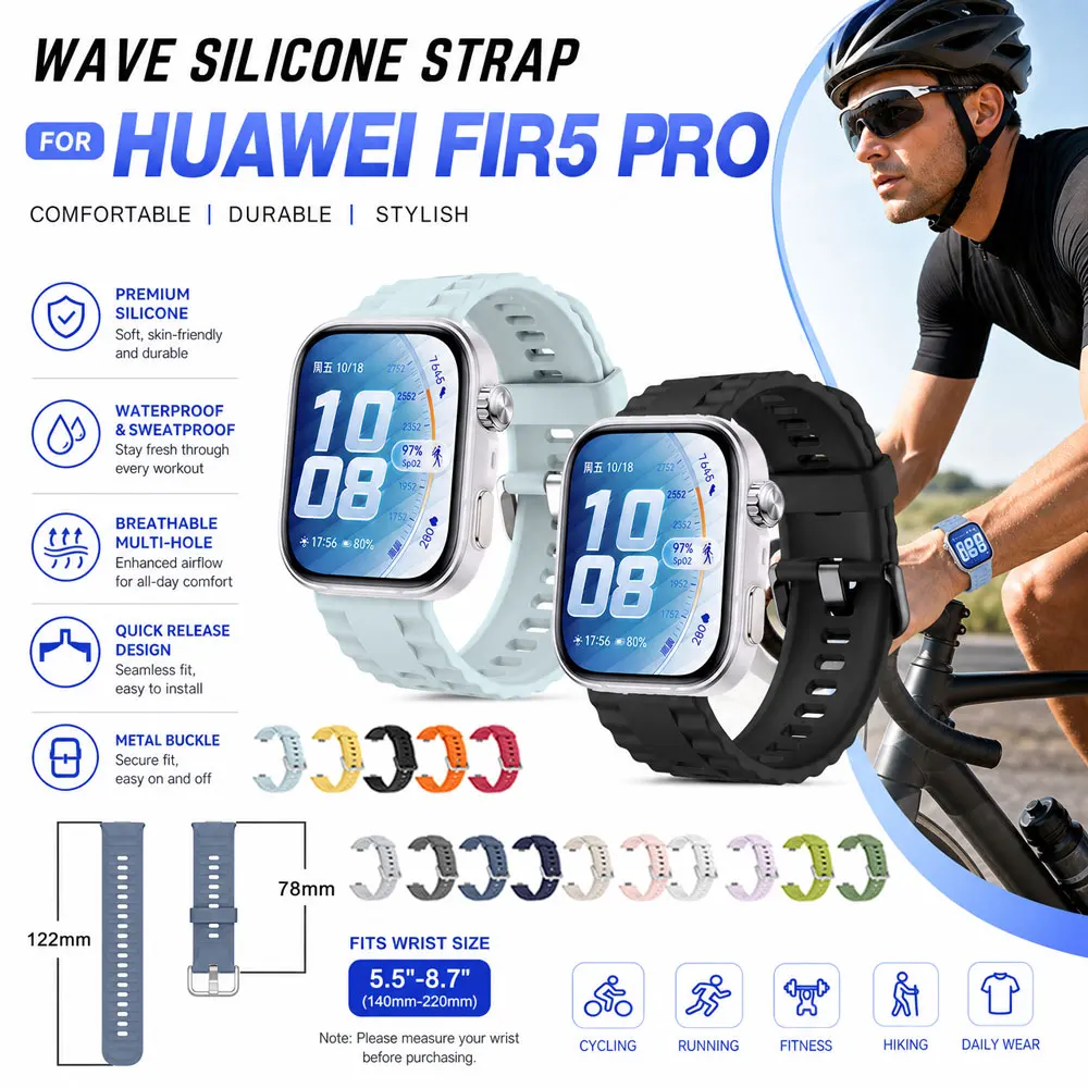 Official-Style Silicone Band for Huawei Watch Fit 5 5 Pro with Dedicated Connector Waterproof Strap for Huawei Fit 5 5 Pro