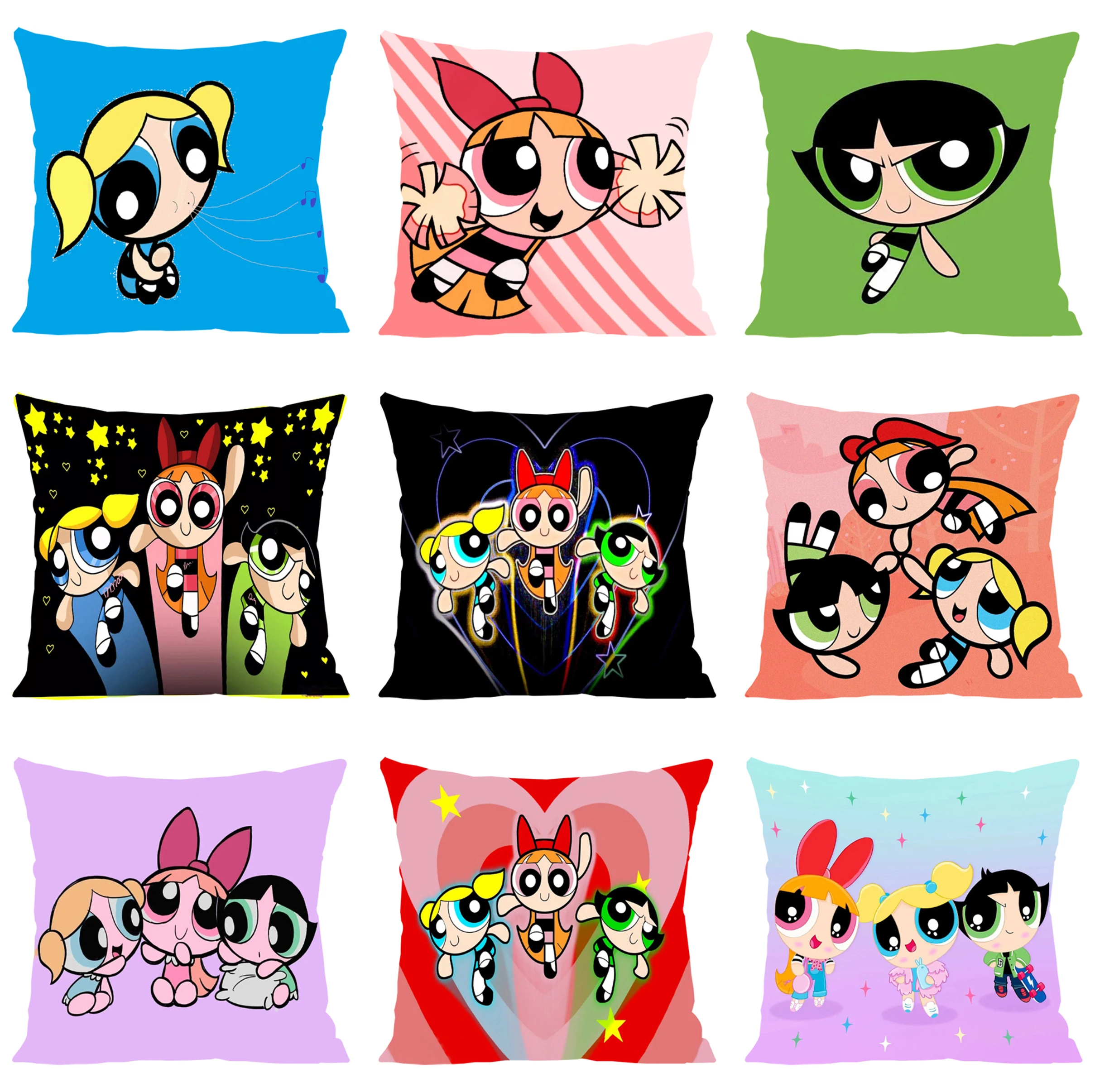 The P-Powerpuff Girls Decorative Pillowcases Cushion Cover 50x50 Pillow Covers Decorative Luxury Pillowcase 45*45 Home Decor