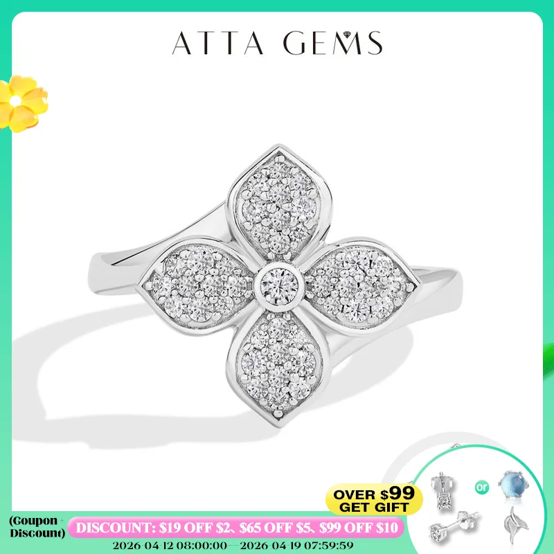 

ATTAGEMS оригинальное кольцо с муассанитом и крестом, цветком DVVS1, настоящее серебро 925 пробы для женщин и девочек, подарок на годовщину, ювелирные изделия, оптовая продажа