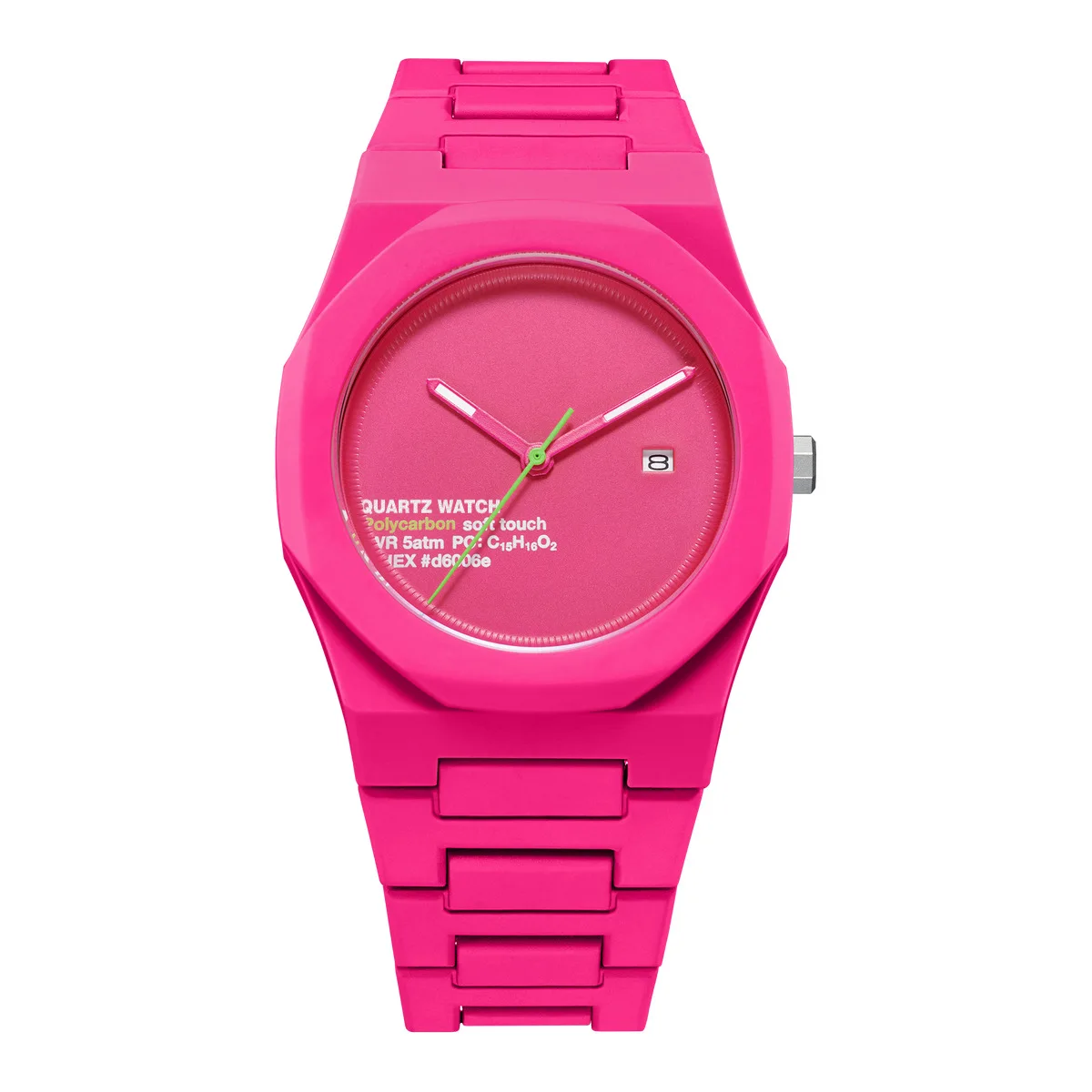 Fashion Candy Colored Round Plate Quartz Watch for Men and Women, Casual Sports Calendar, Waterproof PC Strap Watch