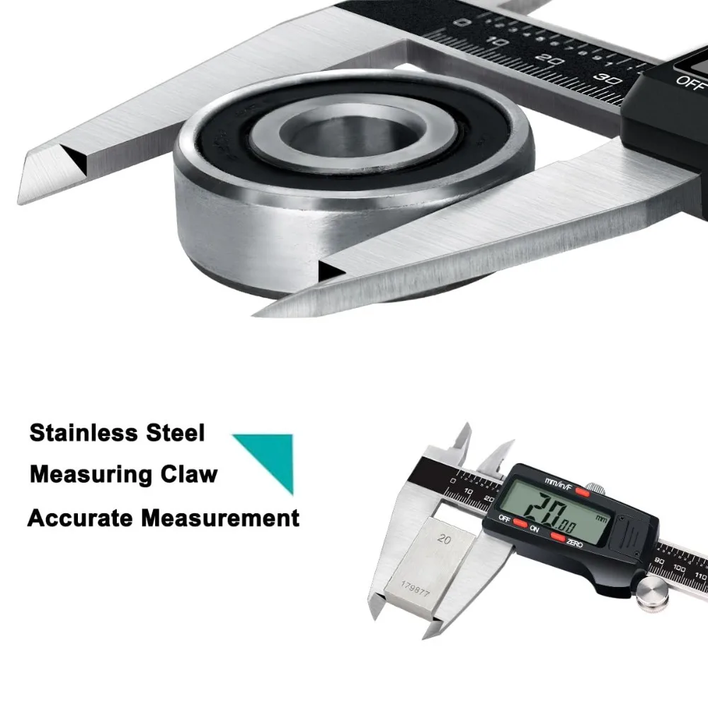 Digital Caliper 12 Inch Micrometer Tool Stainless Steel Vernier Caliper Large LCD Screen Auto Off Inch Metric Fraction