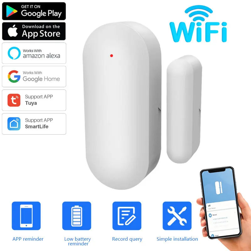 Home Smart Tuya WiFi Door Sensor  Alarm Window Open Closed Detectors Window Sensor Smartlife APP Work With Google Home Alexa