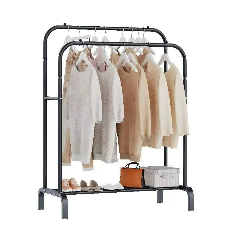 

Floor-to-ceiling bedroom household hanger indoor folding hanger double rod hanger