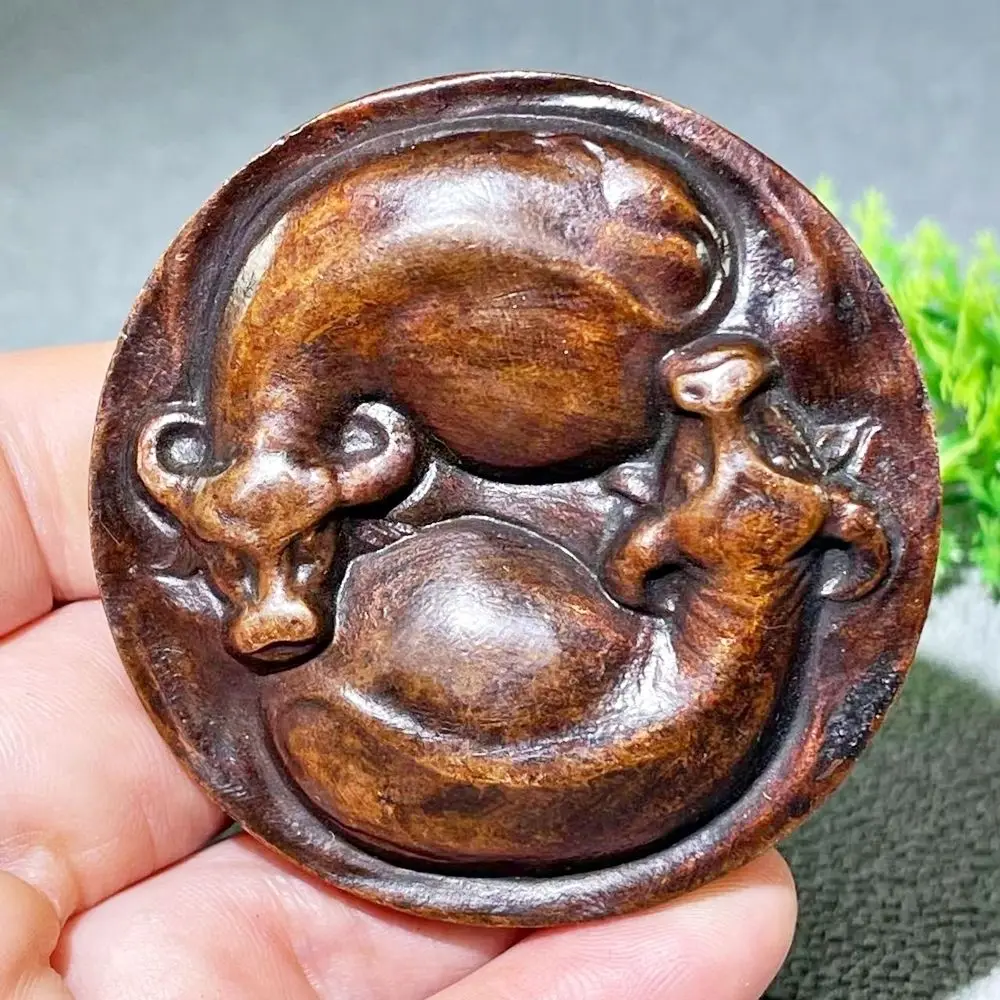 Retro Good luck double bulls Ornament Decoration Tea Pet Figurines Desk Decor Accessories