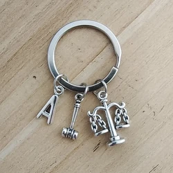 Lawyer Keychain,Scales of Justice Keychain, Judge justice hammer keychain ,Law Student Gift, A-Z Initial Keychain