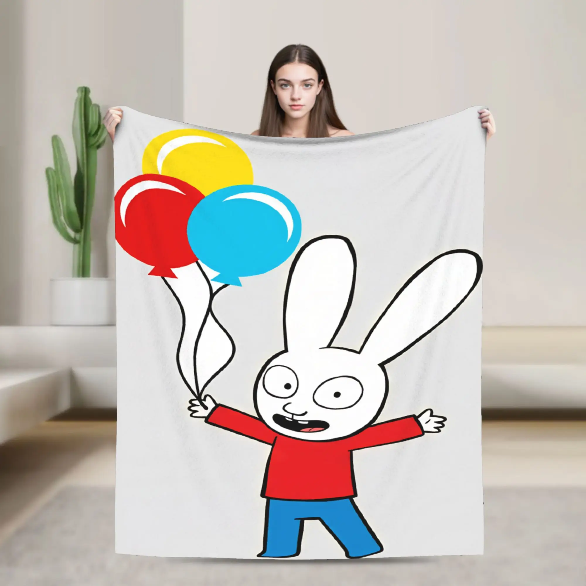 Super Soft Throw Blanket Camping Simon Super Rabbit  Blanket  Flannel Bedspread For Bedroom Funny Sofa Bed Cover