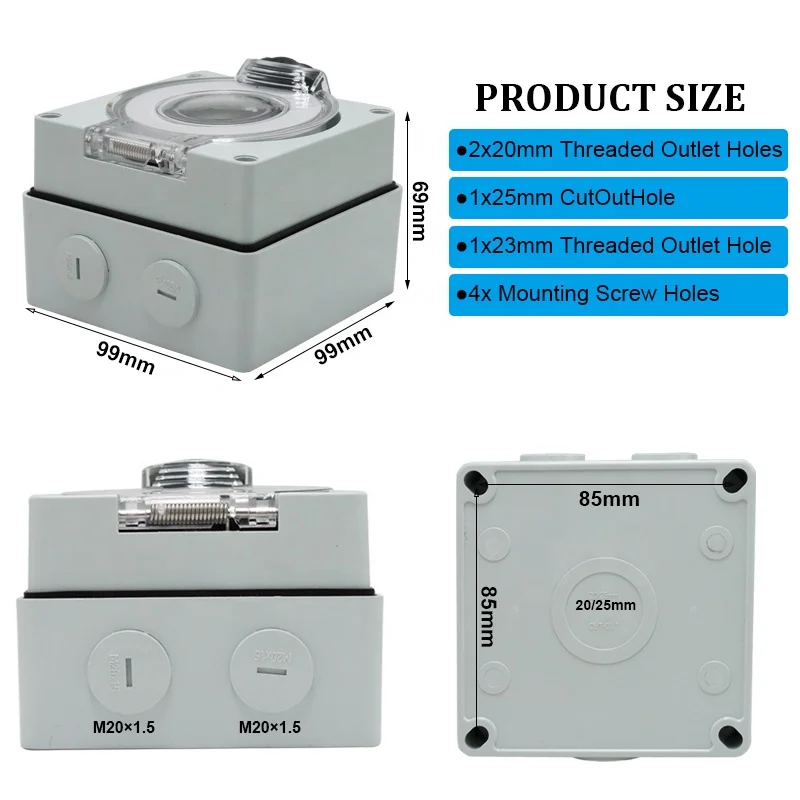 50 Amp Generator RV Power Inlet Box Plastic Waterproof Switch Socket Outdoor Power Outlet Box NEMA 14 50R Receptacle