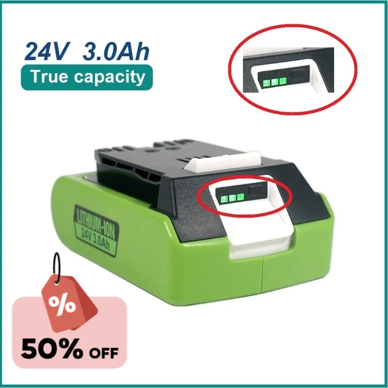 

FOR Greenworks 24V Li-ion Battery Power Tools 29842 29852 29322 20362 MO24B410 MO48L4211 Rechargeable Batteries