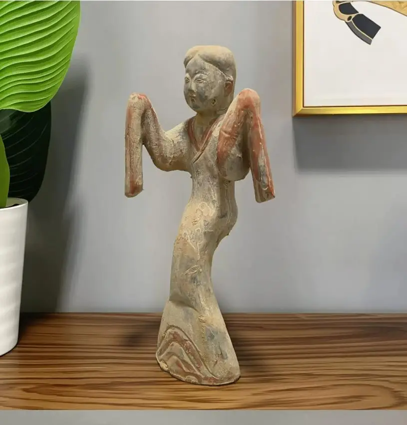 Pottery figure sculpture ornament Han Dynasty dancing-sleeve figurine traditional handicraft classical art antique