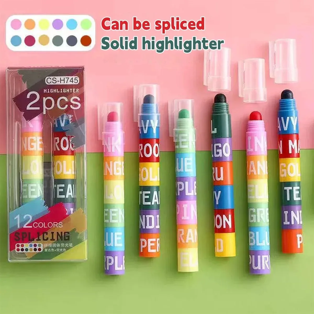 Creative Cute Color Highlighter Pens Retro Detachable Splicing Graffiti Marking Pen for Kids Students School Stationery Supplies