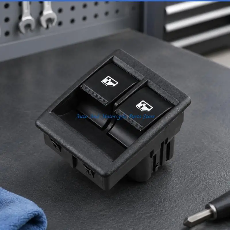 P9FD 357.3769 Car Window Control Unit for LADA with Two Icon-Labeled Buttons and Visible Side Clips, Designed to Retain the