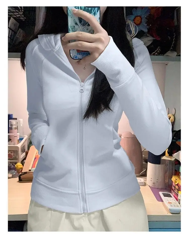 Streetwear Zwarte Hoodie Jas 2025, Dameskleding Capuchon Rits Slim Fit Y2k Jassen Casual Mode Sweatshirts Tops Ropa Mujer