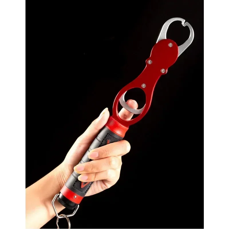 Portable Aluminum Alloy Fishing Grip Hook Gripper Fishing Lip Gripper Fish Plier Hand Grip With Weight Scale Fishing Accessories