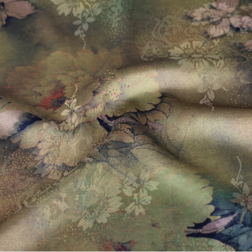 Vintage Xiangyun Filato Stampato Panno Artigianato Runner da tavola Tessuto Cheongsam Abiti su misura Tie-Dye Celebrazione del matrimonio