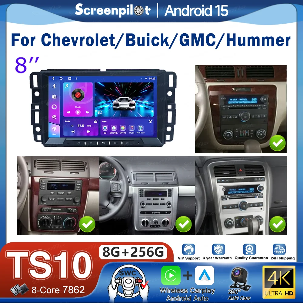Radio para Auto Android 16 de 8 Pulgadas para Chevrolet Silverado, GMC Sierra, Impala, Traverse, Avalanche, Express, Yukon, Acadia, Savana, Multimedia