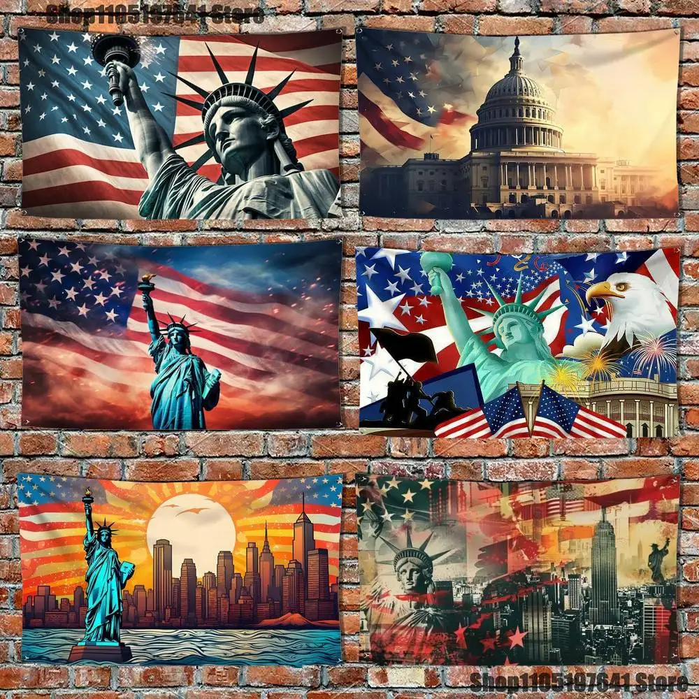 

American flag Art Flag Tapestry Banner For Bedroom Outdoor Living Room Restaurant Bar Wall Decor Party