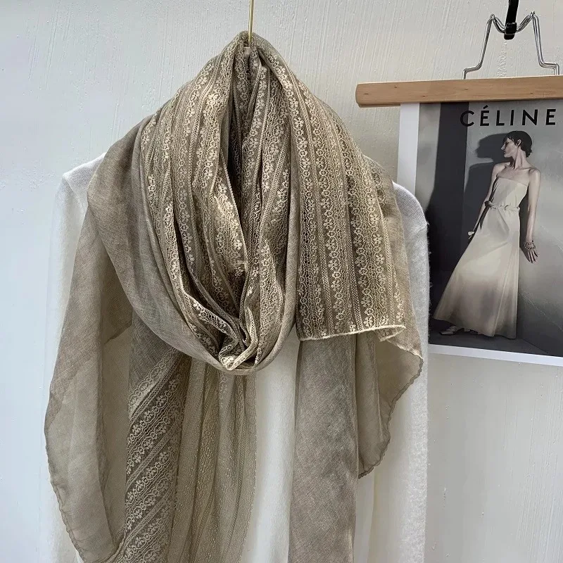 

VREOVOR Gentle Lace Linen Thin Scarf Fashionable Women's Outer Shawl Early Spring and Summer Foreign Style Gift