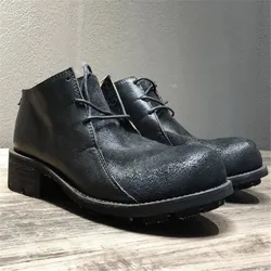Roud Toe Man Trainers Lace Up Mans Designer Boot Fashion Men Genuine Leather Ankle Boot