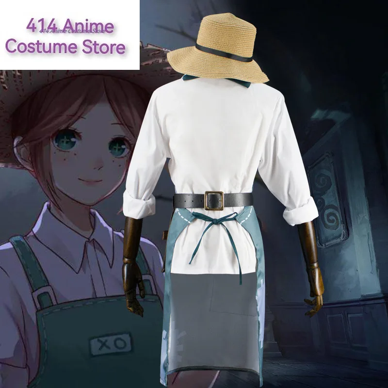 Anime game Identity V cosplay gardener Emma Woods cosplay New game skin Skirt hat white gloves wig women halloween Party costume