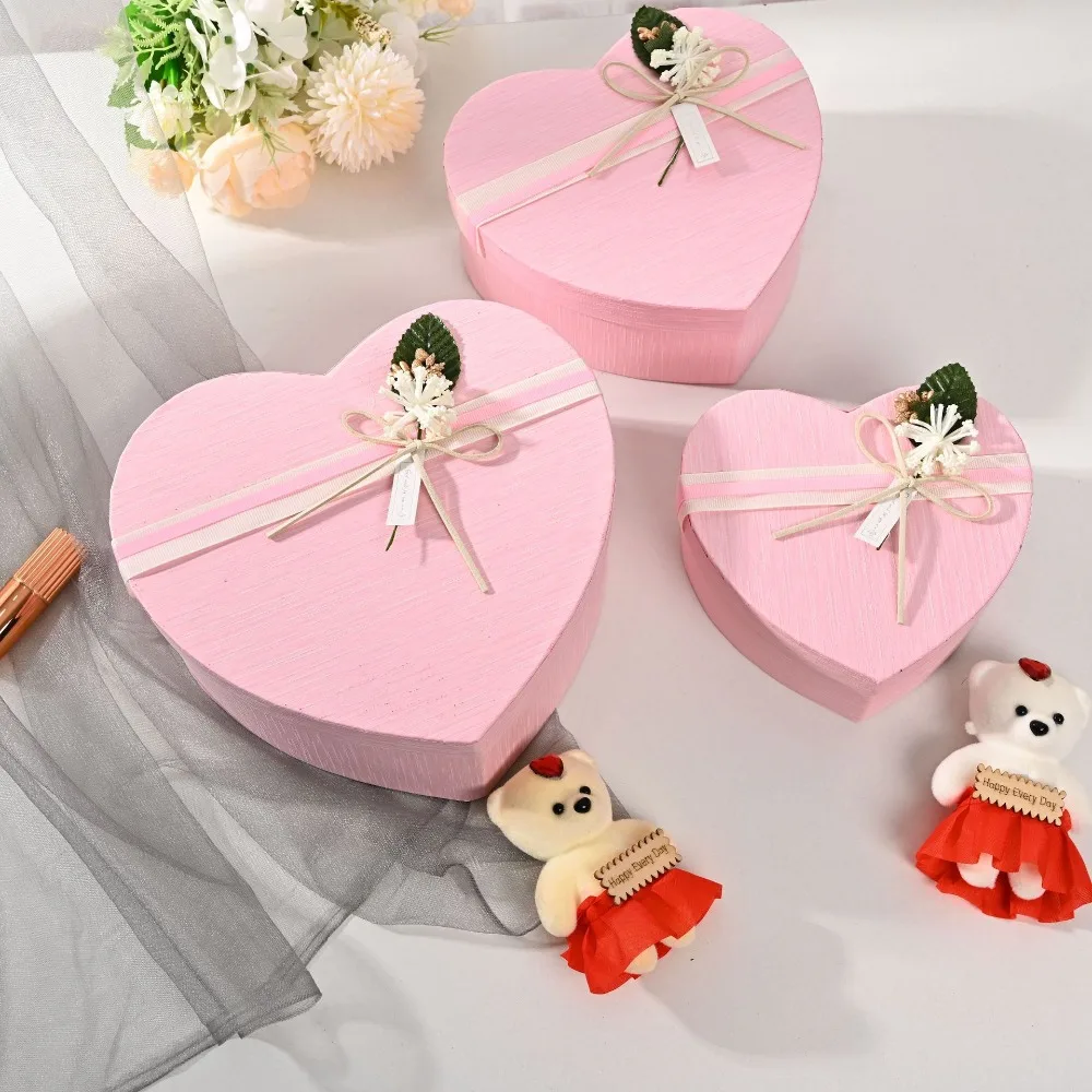 صندوق هدايا جديد على شكل قلب مع غطاء علب هدايا حمراء لحاوية تخزين الهدايا لعيد الميلاد #3