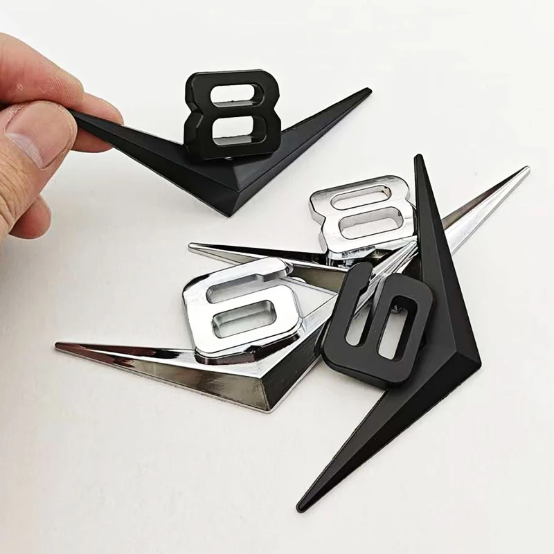 3D Metal Chrome Black Car Styling Logo V6 V8 4X4 Rear Trunk Fender Badge Emblem Sticker For JEEP BMW Audi Ford Nissan Accessory