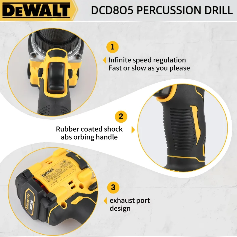 Dewalt DCD805 20V Battery Max XR مثقاب ومفك براغي لاسلكي بدون فرش - أداة يدوية متعددة الوظائف #5