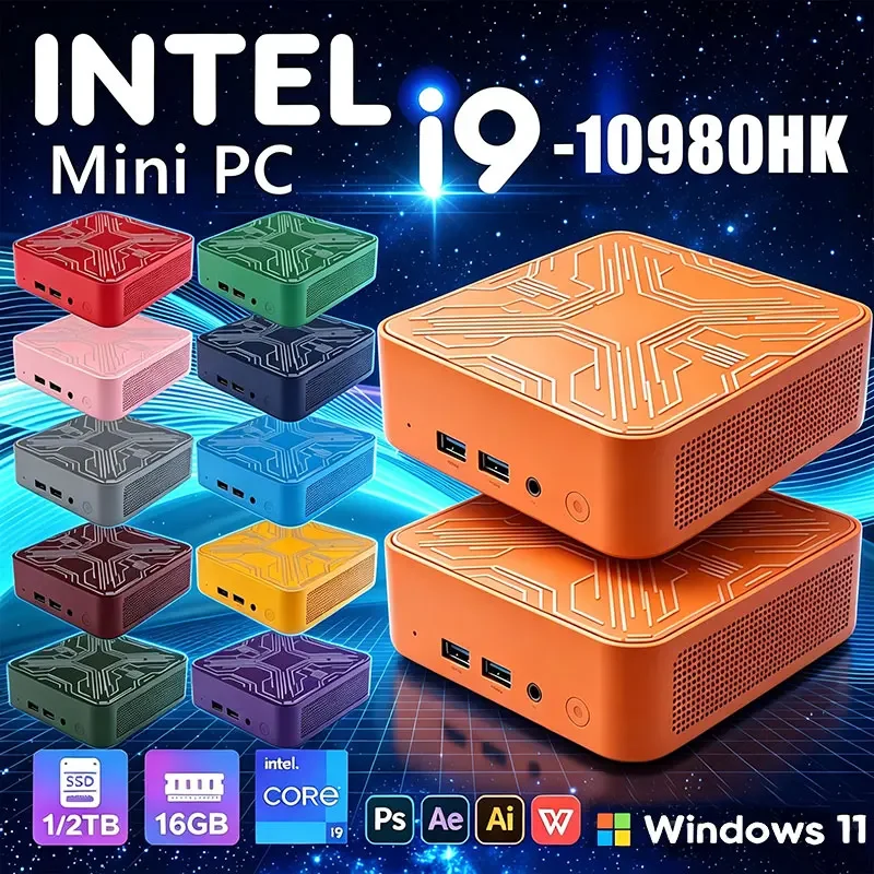 2026 Portable MINI PC Gaming Windows 11 Intel Core I9 10980HK Mini Host 16GB RAM 1TB 2TB SSD Desktop Computer 4K HD Minipc WIFI6