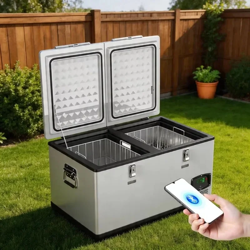 Heavy Duty 95L Dual Zone Portable Car Fridge Freezer App Control 12V 24V 240V Home SUV Camping Parts