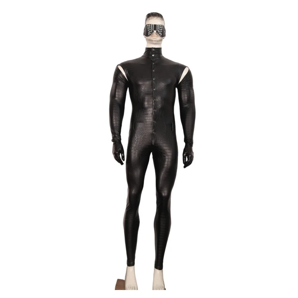 

Универсальные колготки с принтом аллигатора, комбинезон из искусственной кожи с открытой промежностью и пуговицами, боди, трико, комбинезон, мотоциклетная куртка