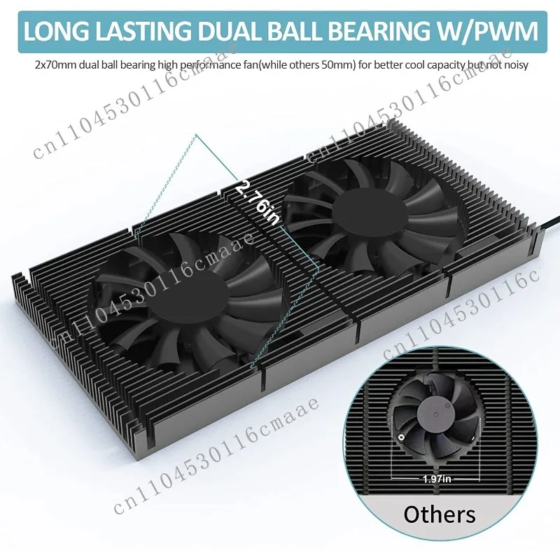 GPU Graphics Card Back Plate Aluminum 70mm4 Pins PWM Cooling Fan Heat Sink Silent E-sports Graphics Card Heat Dissipation