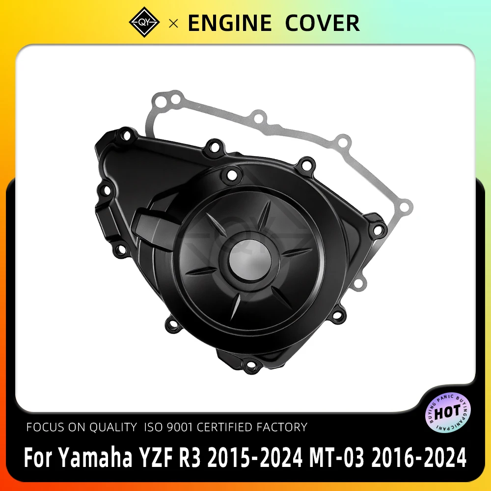 

Левая боковая крышка статора магнето мотоцикла, подходит для Yamaha YZF R3 2015-2024 2023 2022 2021 2020 2019 2018 2017 16 MT-03 2016-2024
