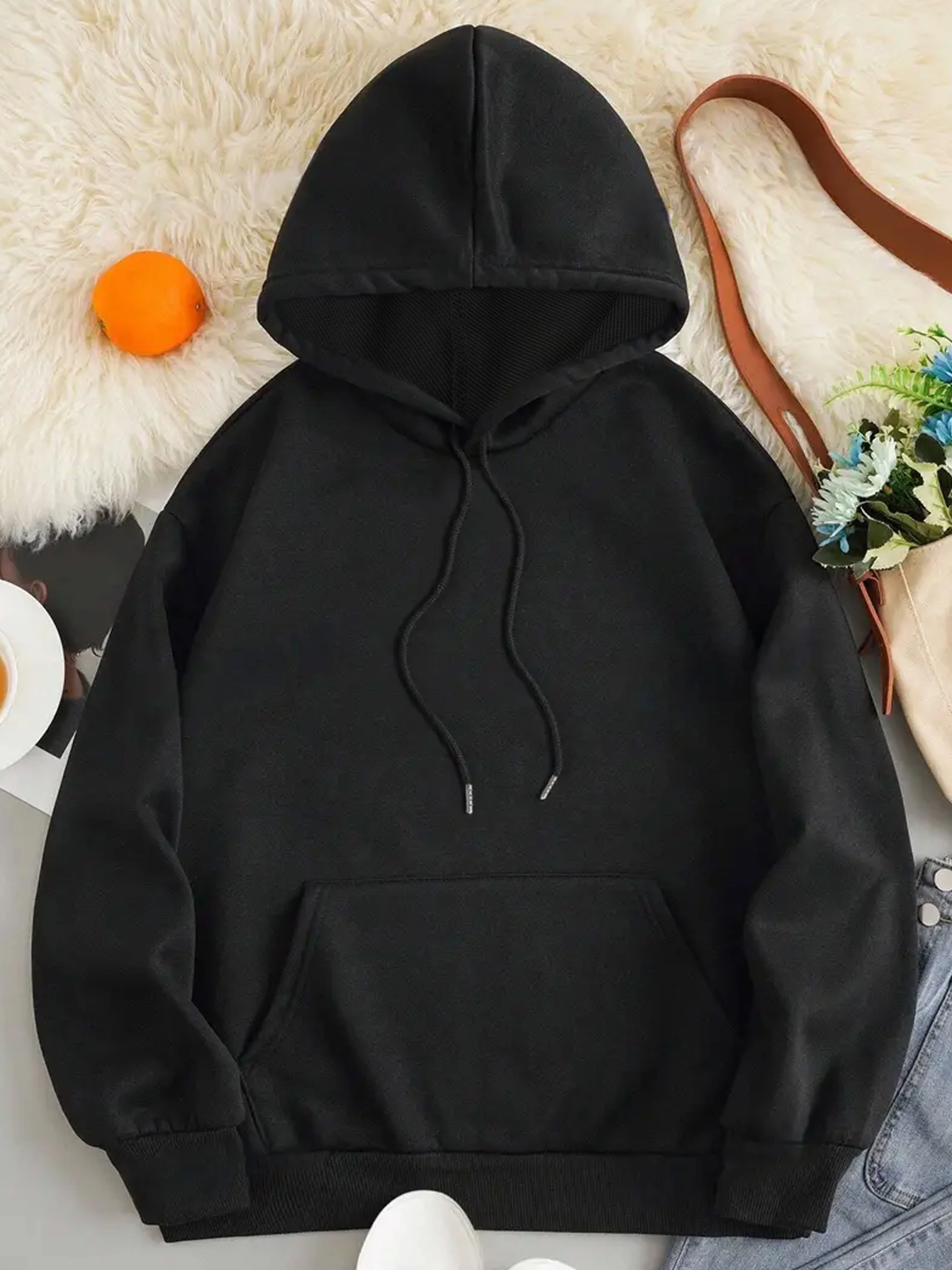 Angel Wings with a Pocket Design, Made of -Like Material, Casual Style, Hooded Pullover with a Kangaroo Pocket, Women'S Casual Hooded Sweatshirt with Drawstrings And Long Sleeves, Fashionable Outfit, Comfortable And Soft Fabric, Suitable for Spring
