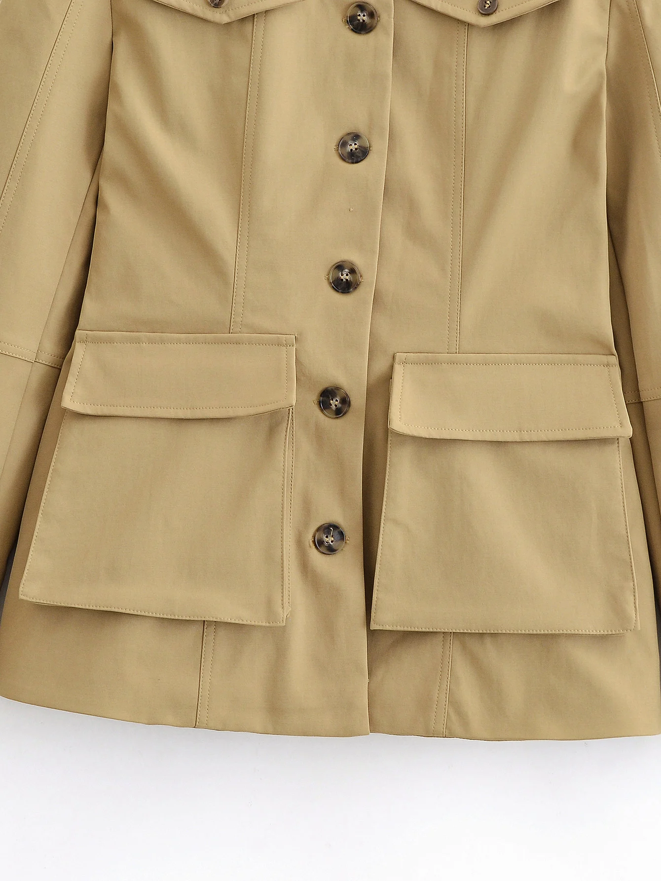 Chaquetas de estilo militar para mujer, abrigo ajustado con botones en la cintura, prendas de vestir exteriores Vintage para mujer, Tops con bolsillos, ropa de calle
