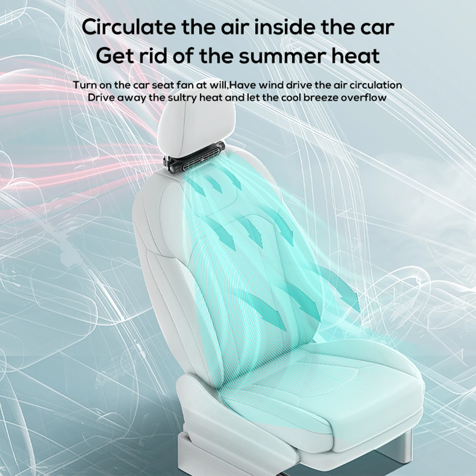 Car Cooling Fan Rear Seat 5V/2A 3-Speed Type-C Charging Headrest Fan Mini Ventilator for Mini Cars, RVs, Sedans, and Trucks view 2