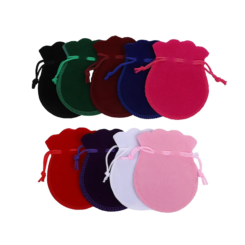 100Pcs/lot 7x9 9x12cm Velvet Drawstring Gourd Bags For Ring Earrings Necklace Jewellery Pouches Gift Packaging Bag Custom Logo