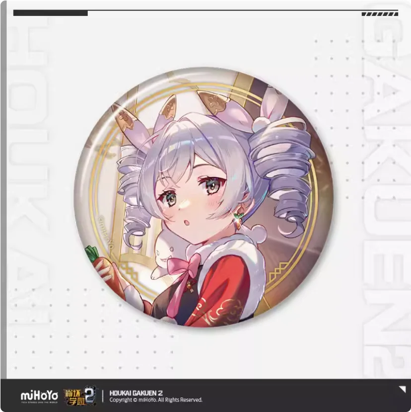 2024 Anime Houkai Gakuen 2 Jade Konijn Show Geluksreeks Tinnen Badge Cartoon Figuur Kiana Raiden Mei Bronya Baji Broche