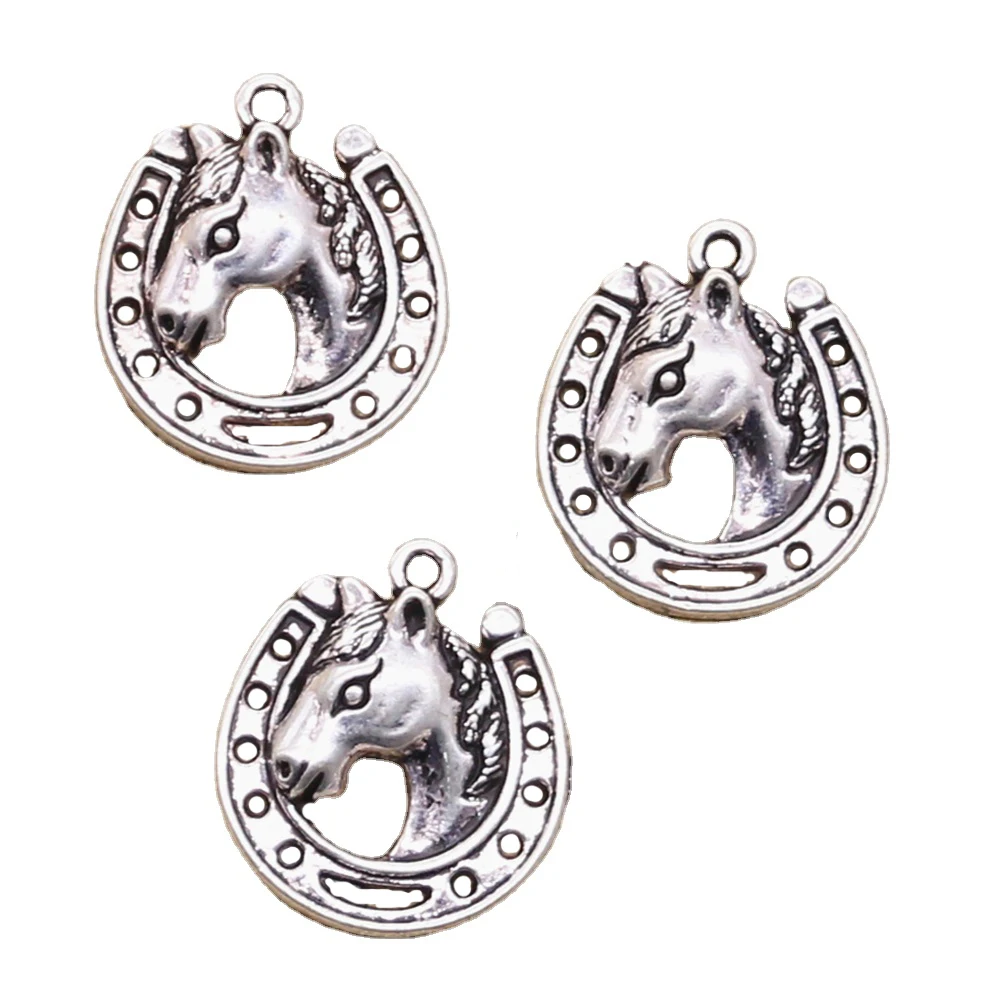 8pcs Charms Horse Steed Horseshoe 21x19mm Antique Making Pendant fit,Vintage Tibetan Silver color,DIY Handmade Jewelry