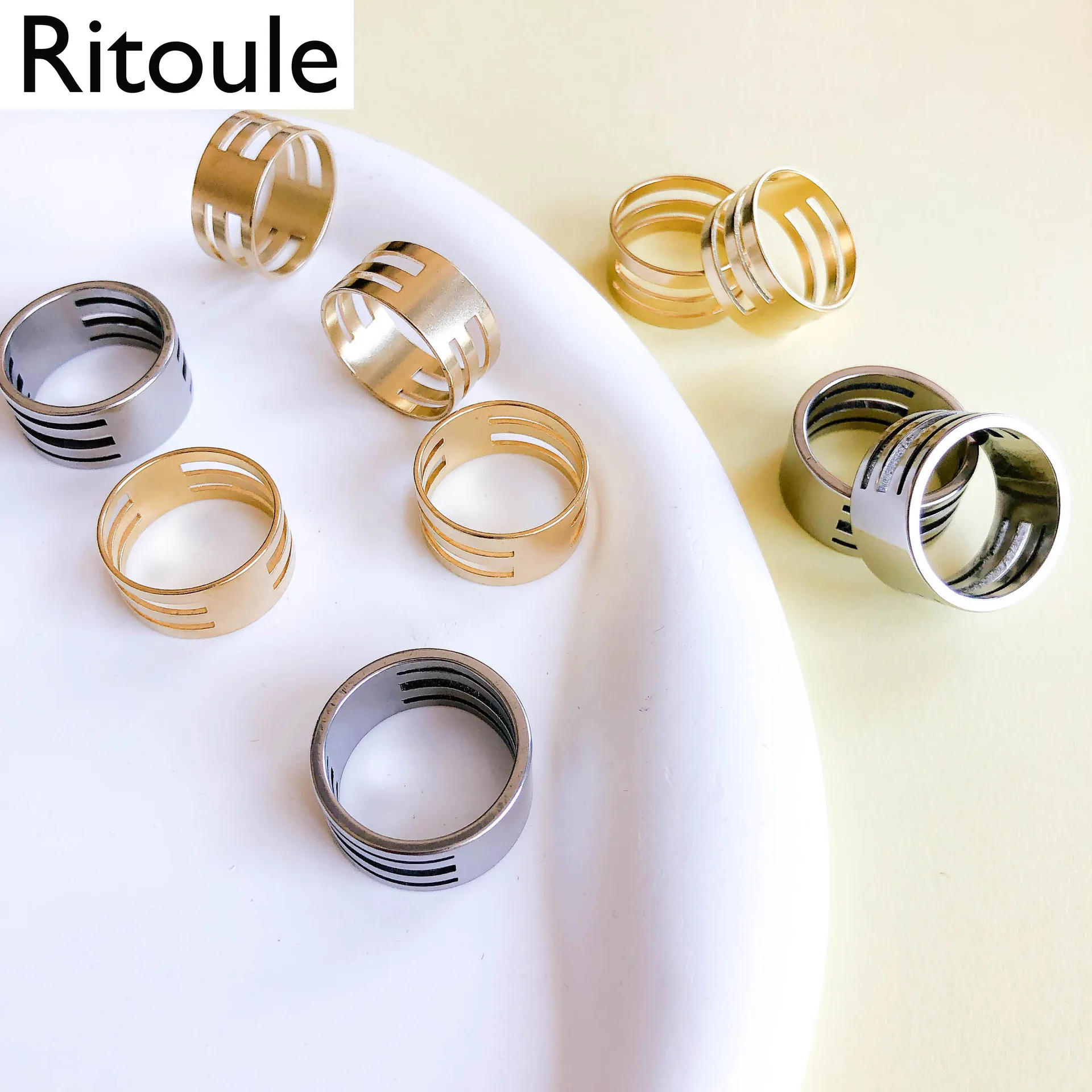 Thickened stainless steel ring, titanium steel, brass open ring, large small size handmade ring DIY handmade auxiliary work