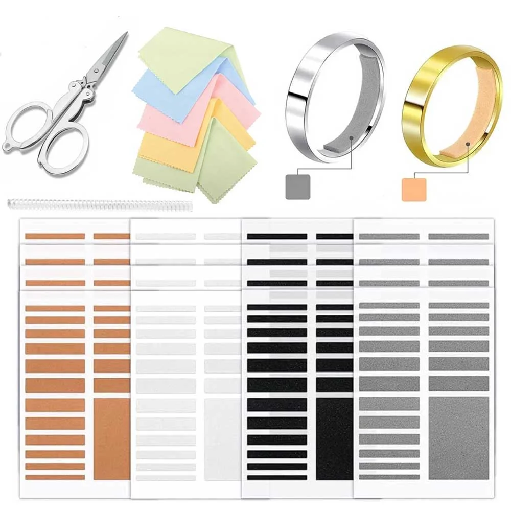 10Sheet Invisible Rings Size Adjuster, Plastic Rings Guard Spacer Tightener Resizer 4Color 1/1.5mm Thickness Jewelry Sizing Tool