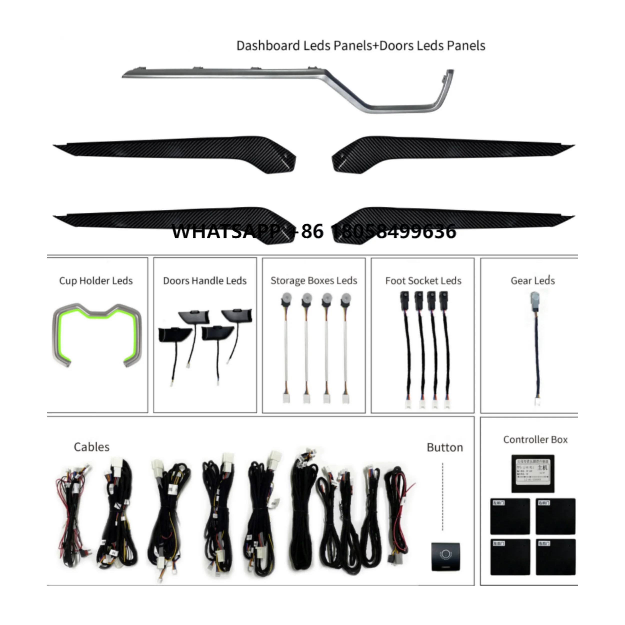 

Symphony Car Ambient Light Kit Suitable for 20-24 Toyta RAV4/WILDLANDER Mobile Phone APP Control Carbon Fiber Pattern RGB