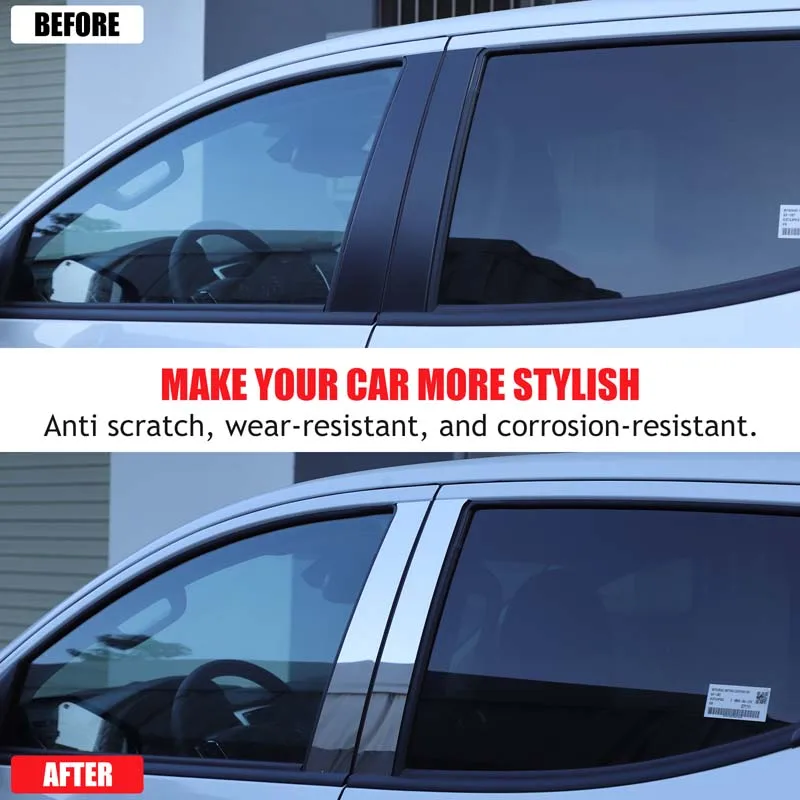 

4Pcs stainless steel silver For Mitsubishi L200 Triton 2015-2023 car window center pillar patch decorative sticker accessories