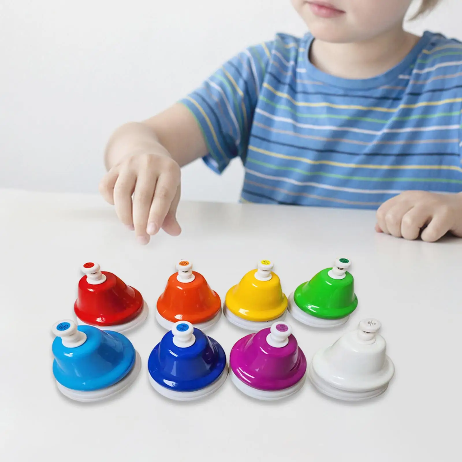 Desk Bells for Kids Musical Instrument Diatonic Toddlers 8 Notes Colorful Music Bells Kindergarten Early Childhood Teaching Aid