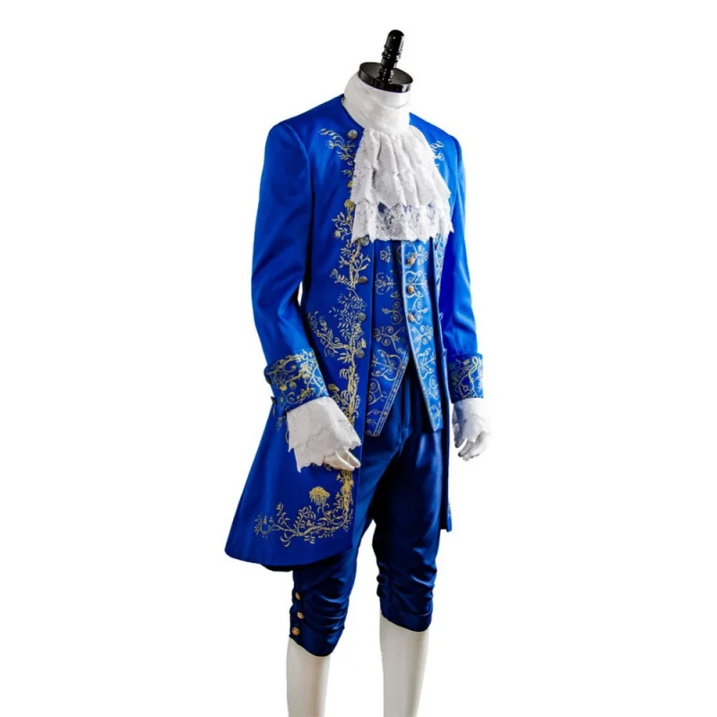 

Cosplay Blue Uniform Adult Halloween party Men Fancy Dress Prince Clothes Beauty The Beast Costumes