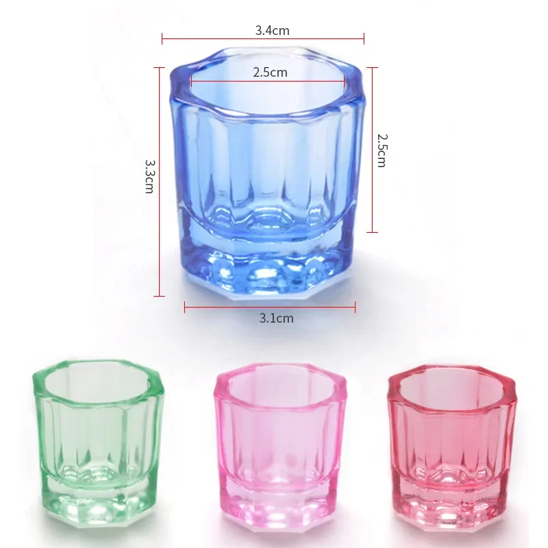 Plato Dappen de polvo acrílico de cristal, taza para uñas, tazón para cepillos de lavado, herramientas para decoración de uñas