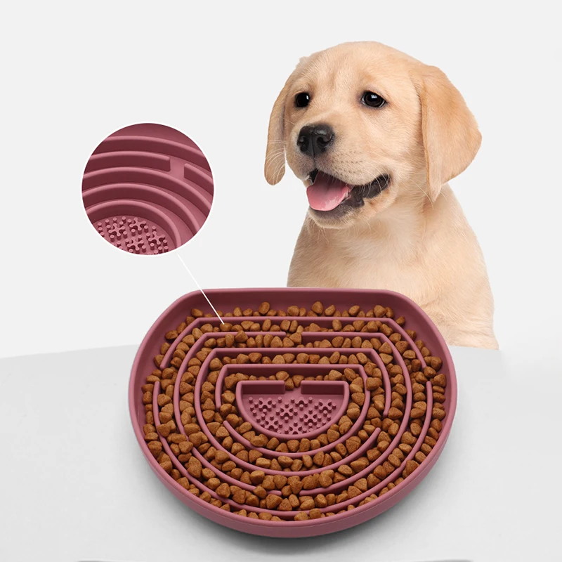 

Washable Soft Silicone Slow Feeder Dog Bowl Semicircular Labyrinth Shape Pet Food Bowl for Dogs Cats Contenedor Comida Perro