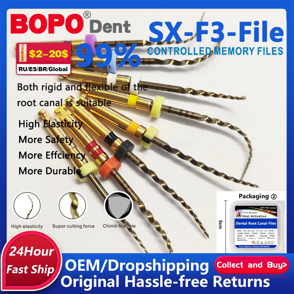 

6 Pcs/box Dental Endodontics NiTi Engine Use Super Rotary SX-F3 File Dental Root Canal F4 F5 File 21MM/25MM/31MM Drills Tool Box