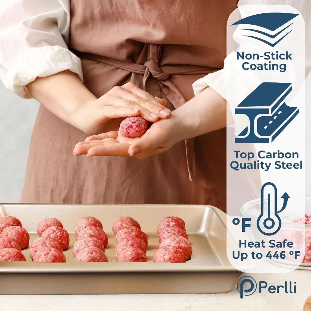 10-Piece Nonstick Bakeware Set: Cookie Sheets, Cake Pans, Pizza Crisper, Muffin Pan with Silicone Handles