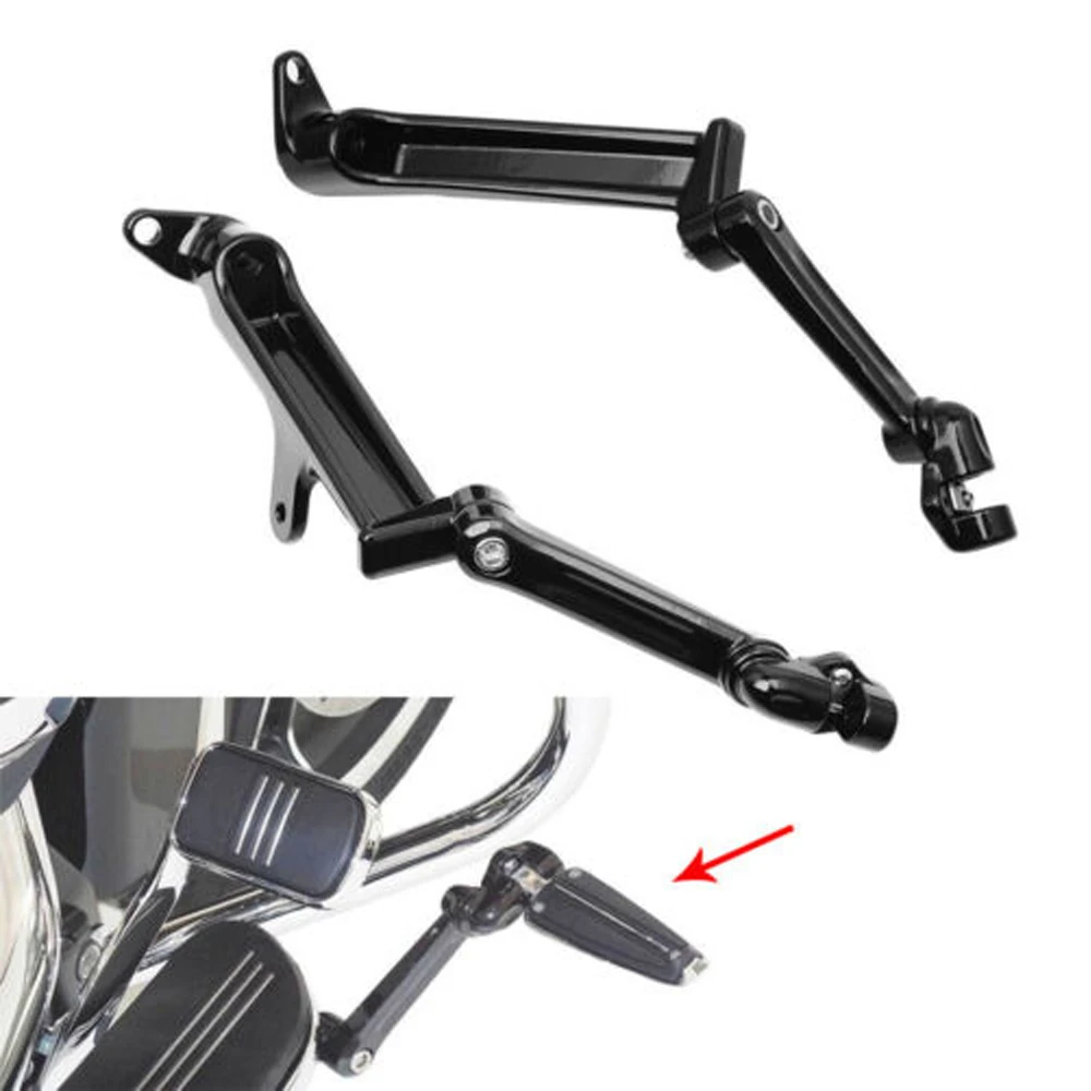 Motorrad schwarz Rahmen montiert verstellbare Autobahn Peg Halterungen für Harley Touring Electra Street Road King Tri Glide 2009-später